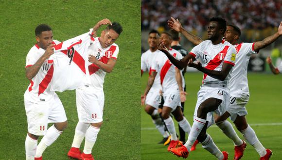 Jefferson Farfán y Christian Ramos celebrando sus goles (Fuente: Agencias)
