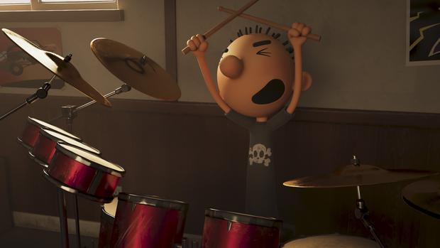 Rodrick, Greg's older brother, is the drummer for the band Löded Diper.  This character is inspired by Scott, Jeff Kinney's older brother.  (Photo: Disney+/20th Century Studios)
