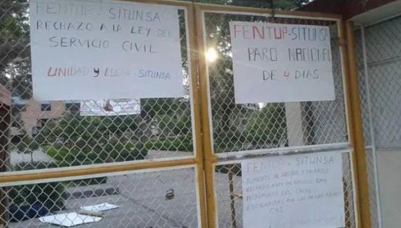La UNSA permanece cerrada por protesta de trabajadores