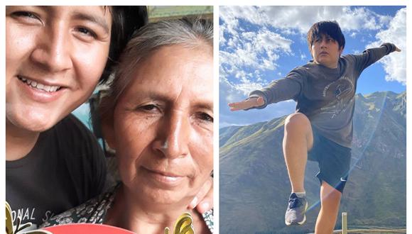 A la izquierda, Benito Osorio y su mamá Yolanda. Derecha: El tiktoker en Cusco. (Fotos: IG Sibenitoo)