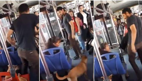 Un hecho reprochable ocurrió en Querétaro, México, luego que una mujer sea hasta escupida por un pasajero que no tomó a bien que se le invite a bajar del transporte público con su cachorro. (Foto: captura de video)