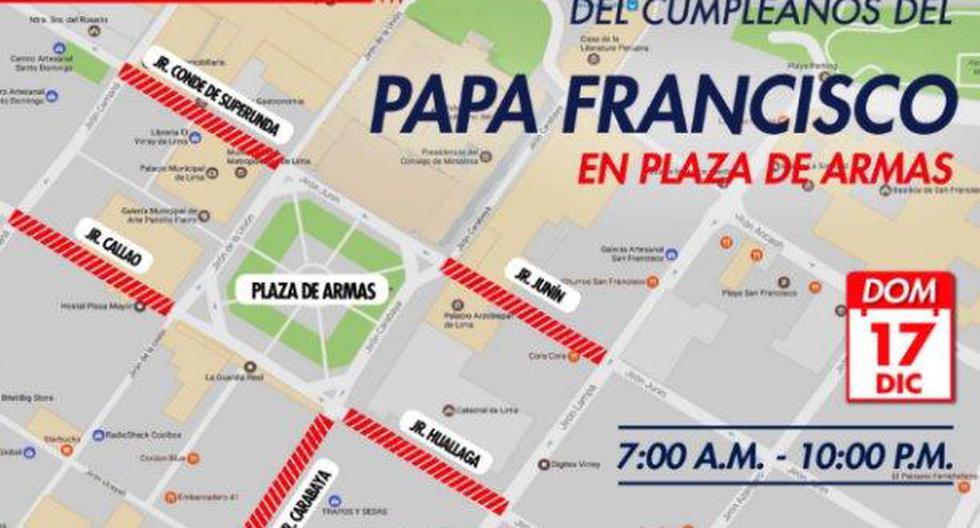 Este domingo se ejecutará un plan de desvío vehicular debido al cierre de la Plaza de Armas por la celebración del cumpleaños del Papa Francisco. (Foto: Andina)
