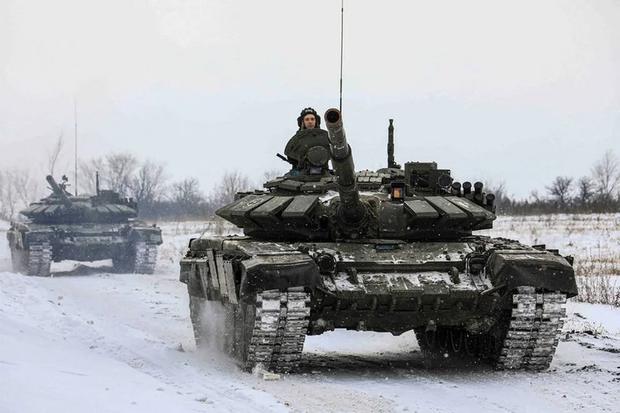 Russian troops taking part in military exercises near Ukraine