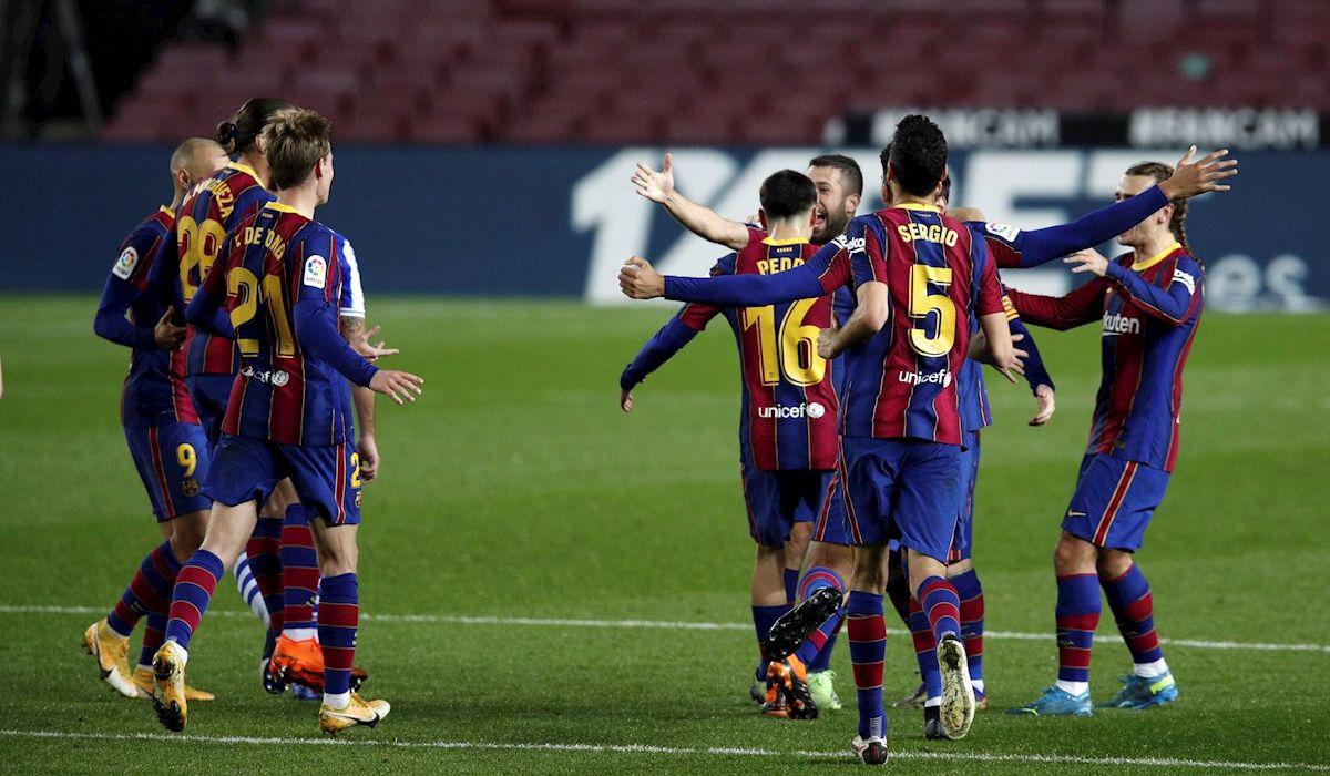 Barcelona venció 2-1 a la Real Sociedad en el Camp Nou con goles de Jordi Alba y Frenkie de Jong. (Foto: EFE)