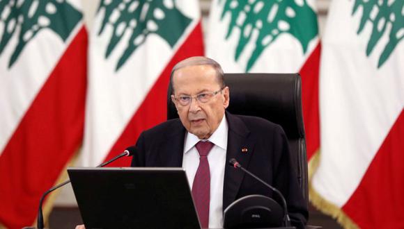 El presidente de Líbano, Michel Aoun, pronuncia un discurso en el palacio presidencial en Baabda, Líbano. (Foto: REUTERS / Mohamed Azakir / Archivo).