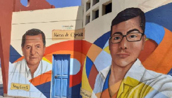 Áncash: los médicos retratados en los murales son Jhony Cano Suarez y Marvin Cuencas | Foto: Andina