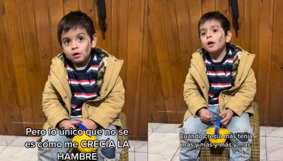 Un niño de 5 años hizo una curiosa reflexión sobre el hambre y el video se volvió viral en TikTok. (Foto: TikTok/melorlando7).