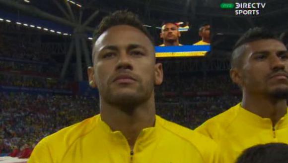 Brasil vs. Bélgica: así entonaron el Himno Nacional del scratch Neymar y compañía. (Foto: Captura DirecTV)