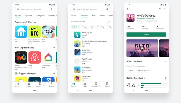 Google actualiza su Play Store con un diseño sencillo y más práctico. (Foto: Google)