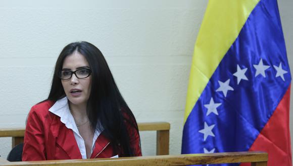 Aída Merlano durante su comparecencia ante la justicia de Venezuela. (AFP).