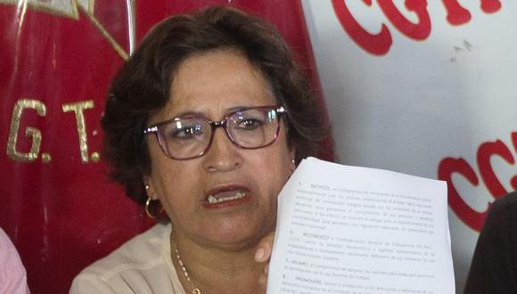 Marcela Sifuentes, presidenta de la CGTP, dijo que no apoyar&aacute;n a Keiko Fujimori de ninguna manera. (Foto: Juan Ponce/El Comercio)