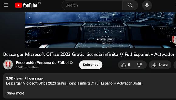 La página de YouTube de la FPF ahora muestra videos para descargar programas de forma "gratuita". | (Foto: YouTube/Federación Peruana de Fútbol)