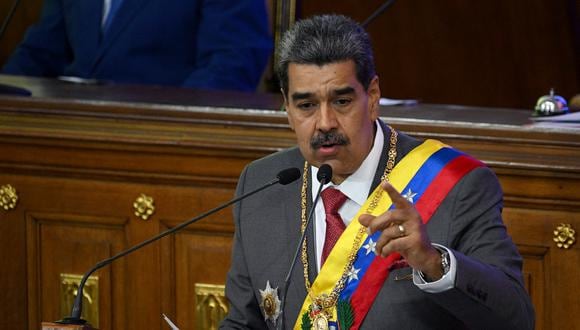 El presidente venezolano, Nicolás Maduro, pronuncia su discurso sobre el estado de la nación ante el parlamento en la sede de la Asamblea Nacional en Caracas el 15 de enero de 2024. (Foto de Federico PARRA / AFP)