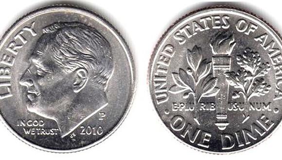 Las dos características de esta moneda de 10 centavos de dólar para que pueda costar hasta 800,000 euros. (Foto: foronum.com)