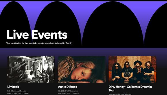 Interfaz de Spotify Live Events. (Foto: Spotify)
