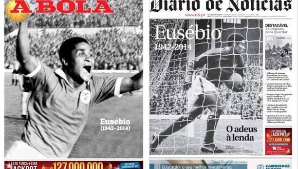 Prensa portuguesa rinde homenaje a Eusébio, la leyenda del fútbol