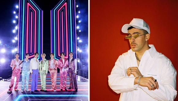 Bad Bunny señala que le gustaría tener una canción con la banda BTS. (American Broadcasting Companies, Inc. / AFP / Instagram / @badbunnypr)