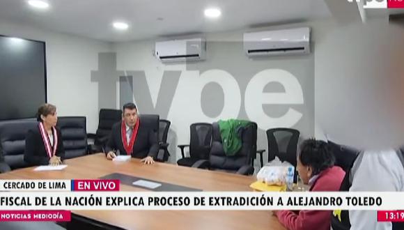 La fiscal de la Nación, Patricia Benavides, tuvo un encuentro con el expresidente Alejandro Toledo tras ser extraditado desde Estado Unidos. (TV Perú)