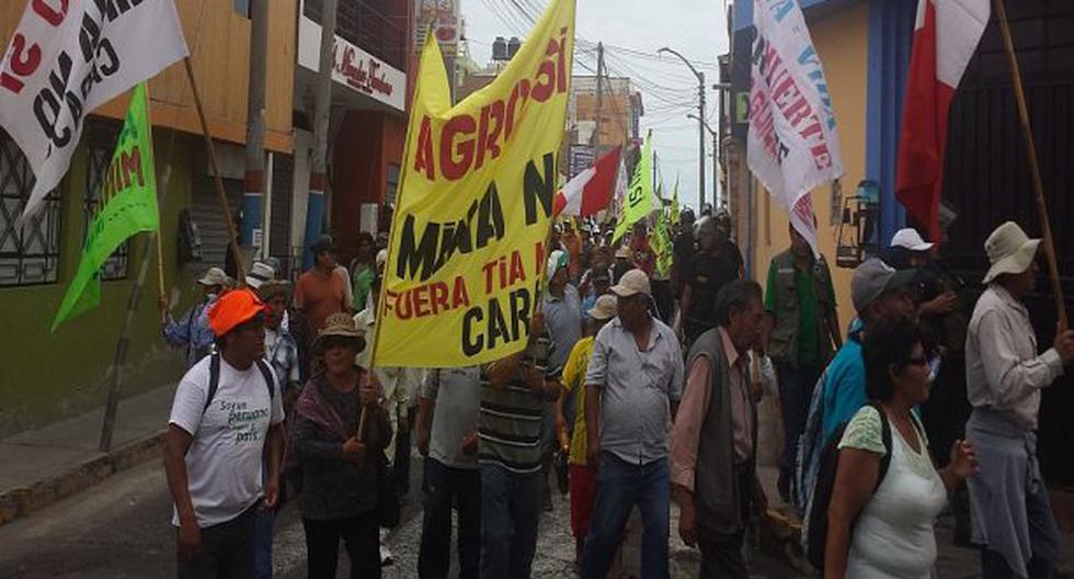 Comenzaron las protestas contra proyecto Tía María. (Foto: Perú21/Miguel Idme)