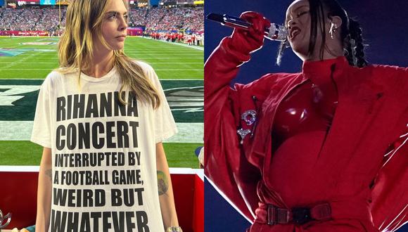 El show de Rihanna durante el medio tiempo del Super Bowl 2023 fue muy esperado por sus seguidores y amigos, entre ellos, la actriz y modelo Cara Delevingne. (Foto: Instagram / AFP)