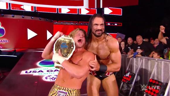 WWE RAW tuvo un intenso combate estelar en San Diego, California. Dolph Ziggler salvó su cinturón ante Seth Rollins por la intervención de Drew McIntyre. (Foto: WWE)