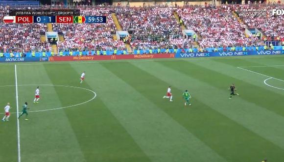 En el Polonia vs. Senegal, por el Grupo H del Mundial Rusia 2018, el conjunto africano marcó el 2-0 a partir de la velocidad de Niang. (Foto: captura de FOX)
