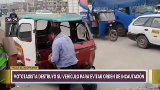 Villa El Salvador: mototaxista destruyó su vehículo para impedir que lo decomisen