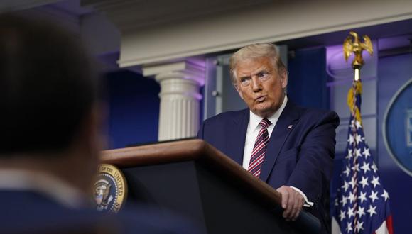 Donald Trump fotografiado durante una conferencia de prensa en la Casa Blanca el 27 de septiembre del 2020. Un informe del New York Times dice que el mandatario casi no paga impuestos porque muchos de sus negocios dan pérdidas. (AP Photo/Carolyn Kaster).
