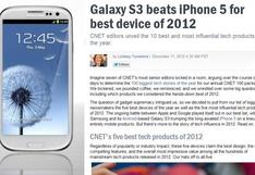CNET: Samsung Galaxy SIII es el mejor producto tecnológico del 2012 