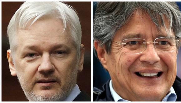 Julian Assange, fundador de Wikileaks, y el candidato presidencial Guillermo Lasso. (AP / Reuters).