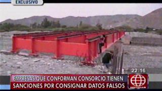 Puente incompleto en Nasca: consorcio a cargo radica en Callao