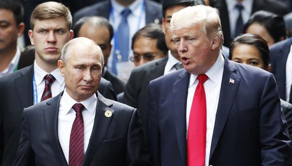 Vladimir Putin, presidente de Rusia y Donald Trump, su par estadounidense. (Foto: AP/Jorge Silva)