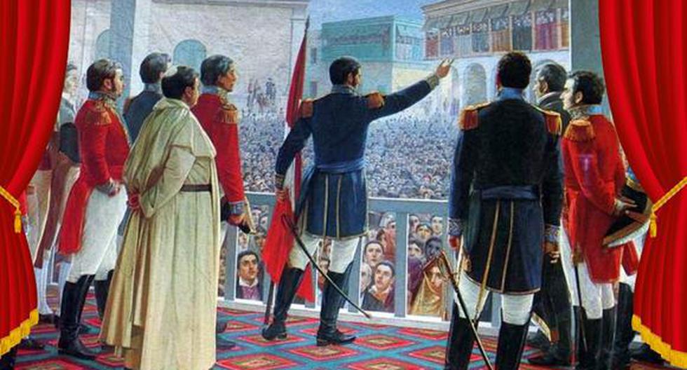 El general San Martín proclamando la Independencia del Perú, el 28 de julio de 1821. Autor: Juan Lepiani (1904).