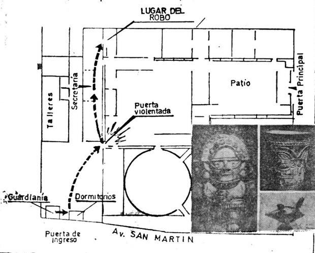 Plano elaborado por el propio diario decano, detallando los puntos claves por donde se movieron los asaltantes. (Foto: GEC Archivo Histórico)  