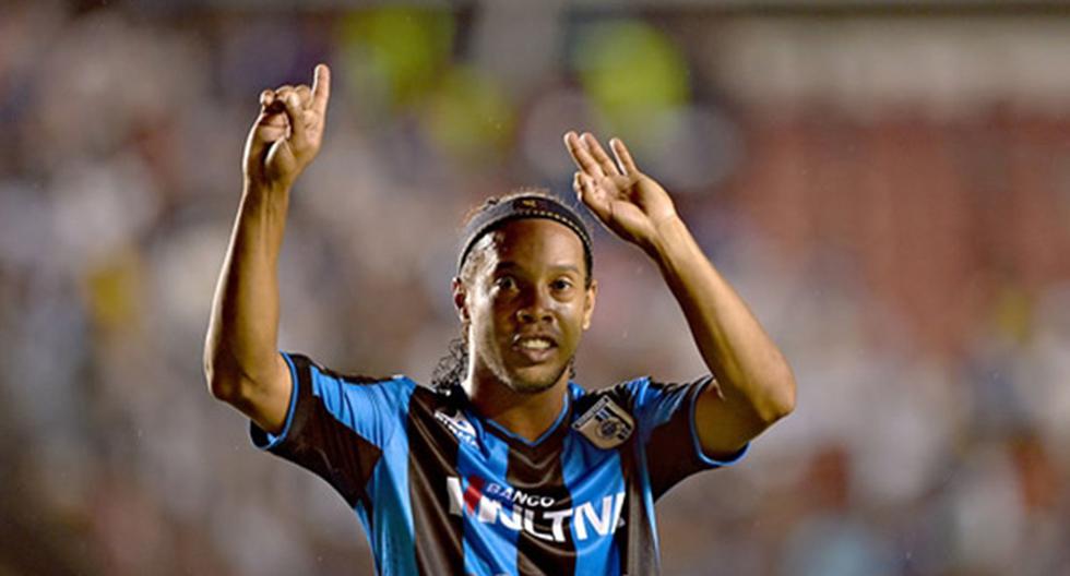 Ronaldinho anota gol triunfal del Querétaro. (Foto: MexSports)