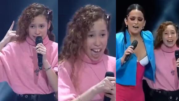 Sofi Salsa decidió ser parte del equipo de Daniela y ambas cantaron ‘Adiós amor’. (Foto: Captura de TV: La Voz Kids)