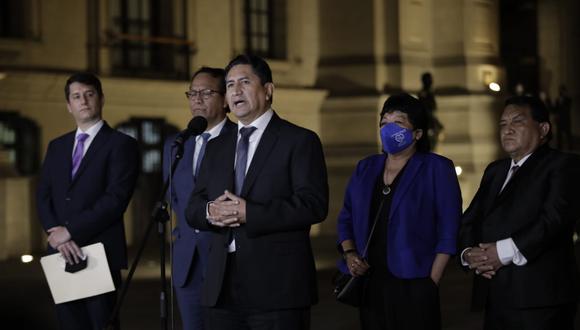 Cerrón sostuvo su primera reunión oficial con el mandatario Pedro Castillo en Palacio de Gobierno, a donde llegó junto con Guido Bellido. (Foto: Anthony Niño de Guzmán)