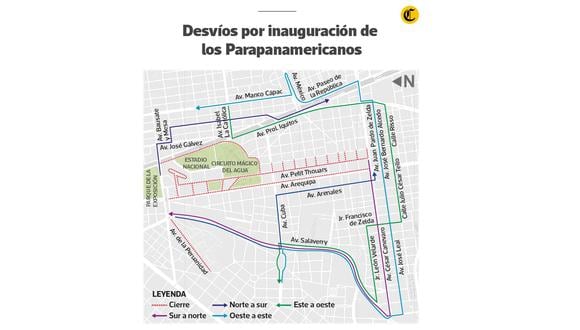 Este es el plan del cierre de calles y desvíos por la inauguración de los Juegos Parapanamericanos Lima 2019.