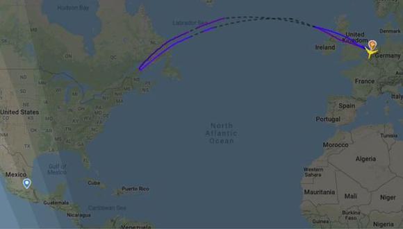 El vuelo regresó a Ámsterdam más de cinco horas y media después del despegue. (Foto: FLIGHTRADAR24, vía BBC Mundo).