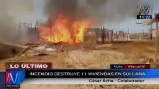 Piura: incendio consume 11 casas de esteras y madera en Sullana