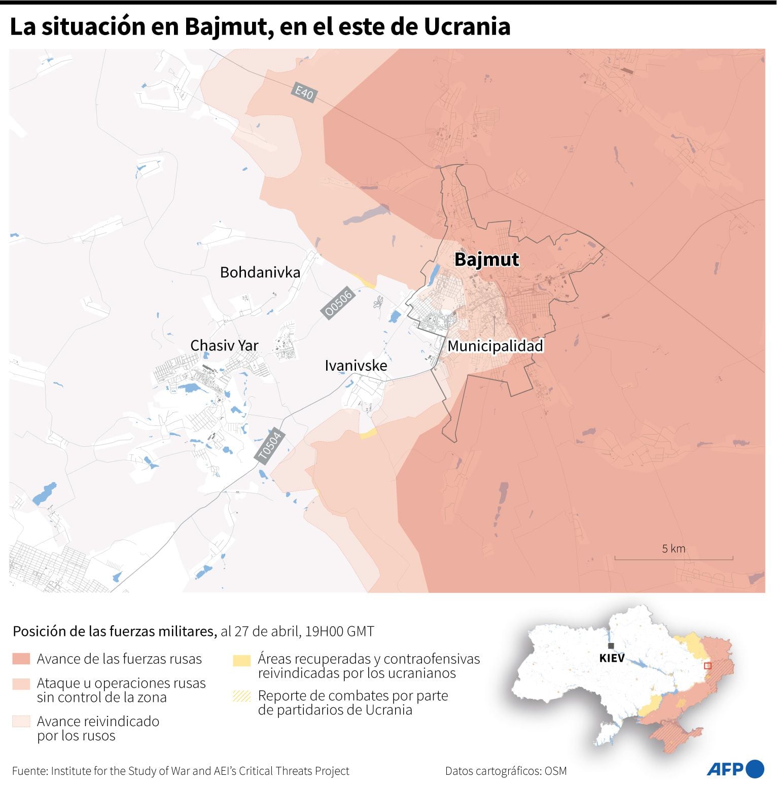 The location of Bakhmut.  (AFP).