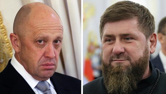 El empresario Yevgeny Prigozhin (izq) y el líder checheno Ramzan Kadyrov, ambos aliados de Vladimir Putin. (GETTY IMAGES/REUTERS).