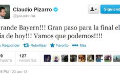 Claudio Pizarro celebró en Twitter el triunfo del Bayern Múnich sobre Barcelona