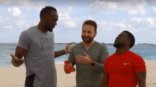 Kevin Hart y Usain Bolt en una carrera que nadie esperaba. (Foto: Facebook)