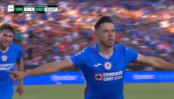 Ángel Romero anotó el gol de la remontada de Cruz Azul sobre Atlas. (Foto: Captura TUDN)