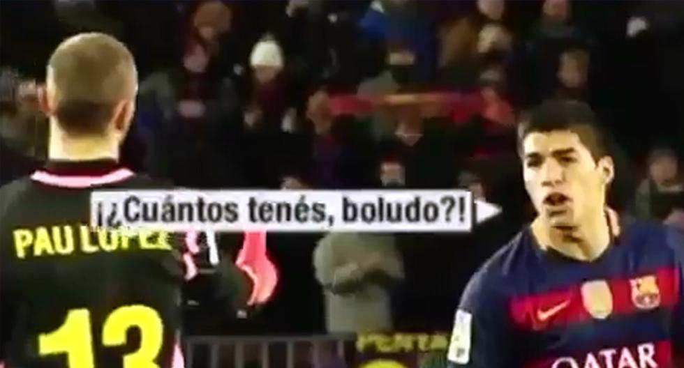 Luis Suárez lanzó insultos en el partido Barcelona vs Espanyol. (Foto: Captura)