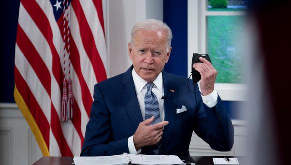 El presidente de Estados Unidos, Joe Biden, durante una cumbre virtual sobre el coronavirus al margen de la Asamblea General de la ONU, el 22 de septiembre de 2021. (Brendan Smialowski / AFP).