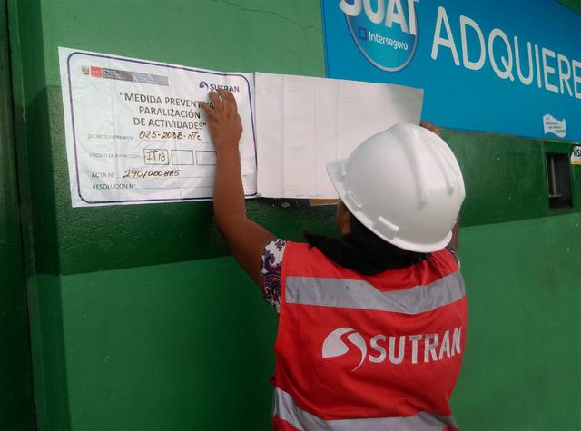 Sutran clausuró temporalmente 13 centros de inspección vehicular en Lima, Ica y San Martín (Foto: Sutran).