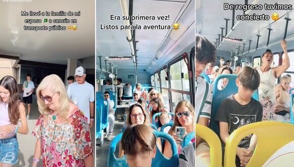 La familia de Argelia disfrutó del viaje en transporte público durante el trayecto a Cancún. | FOTO: @arianerahmtulla / TikTok