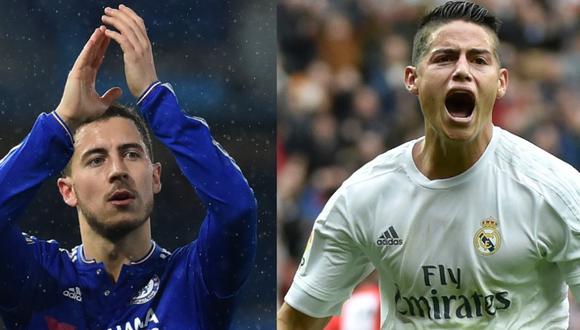 Eden Hazard es el del gusto de Zidane, quien lo tendría entre en carpeta para la próxima temporada. En cambio, James ha pedido salir del Madrid en este mercado de verano europeo. (Foto: AFP)